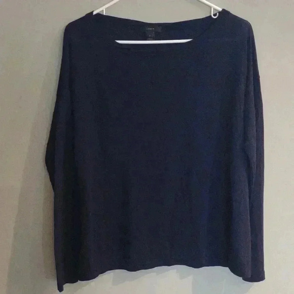J Crew navy long sleeve 100% Tencel T-shirt women's medium‎ - Picture 1 of 3